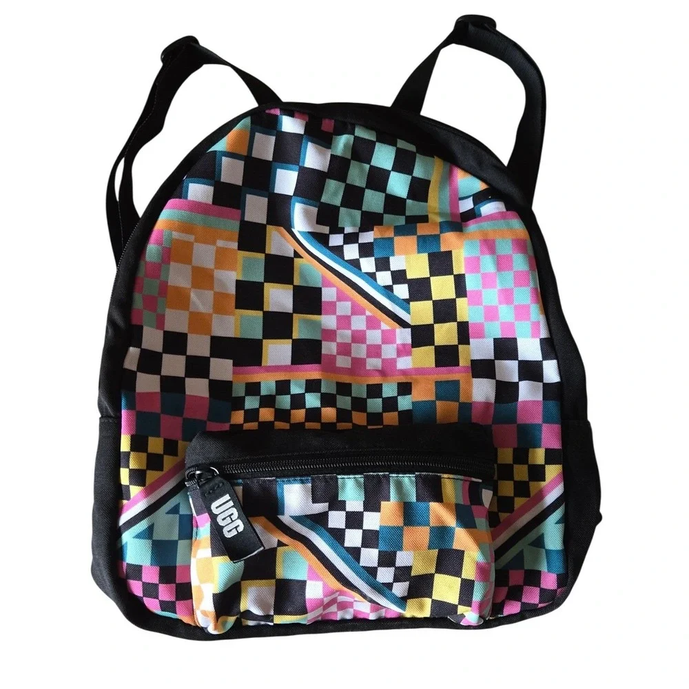 UGG Mini‎ Backpack Multicolored Checkerboard Geometric Canvas Bag 90s y2k NEW!